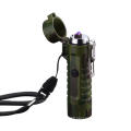 Camping Waterproof Dual Arc Lighter USB Rechargeable Windproof Flameless Electric Cigarette Lighter with LED Flashlight